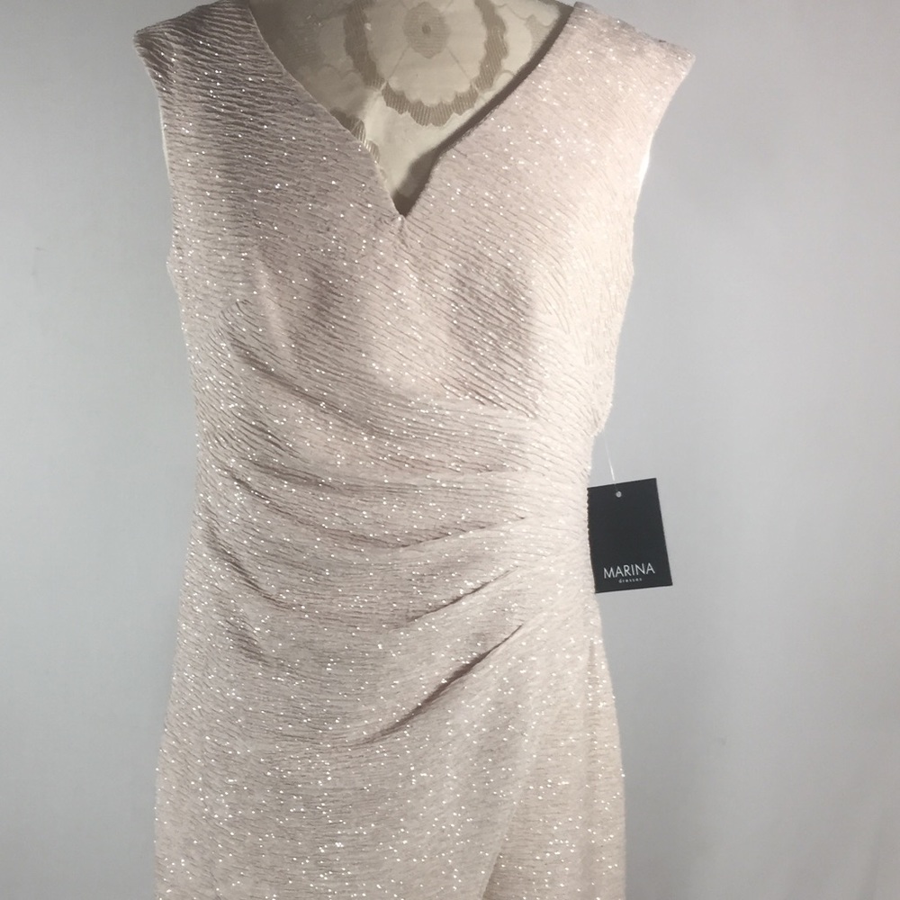 Gold/Tan SPARKLE Marina Long Sleeveless beauty.